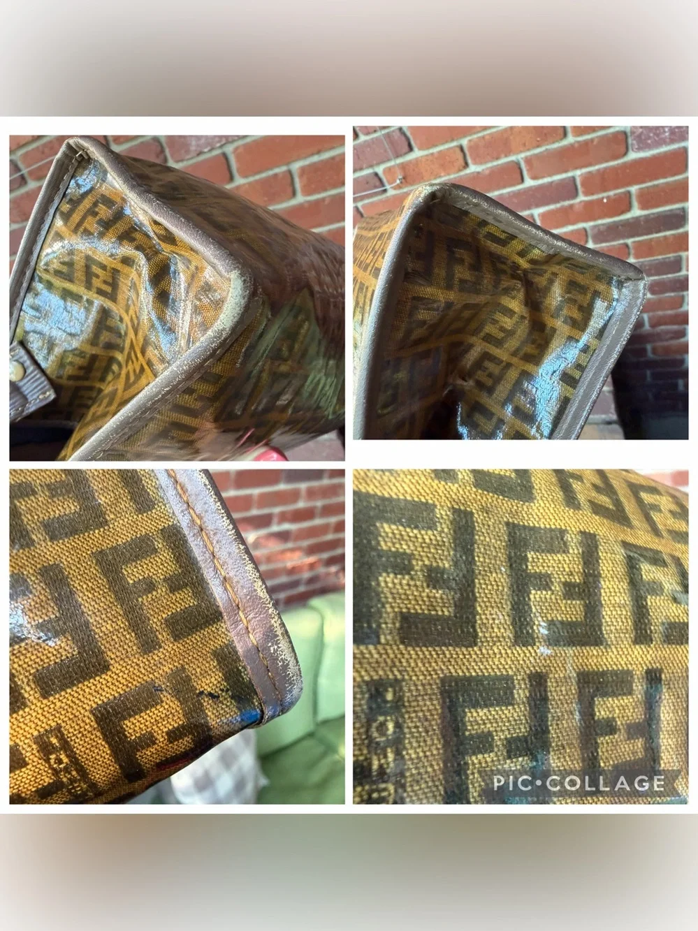 Vintage Fendi Brown Zucca Logo Clutch/Travel Pouch